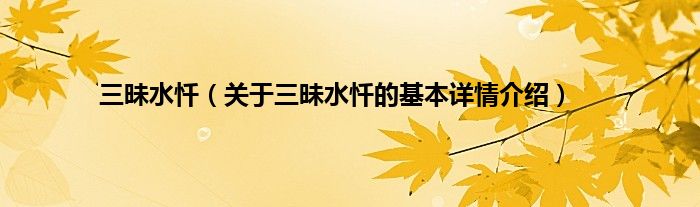 三昧水忏（关于三昧水忏的基本详情介绍）