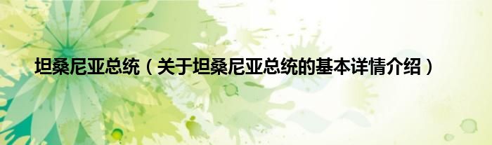 坦桑尼亚总统（关于坦桑尼亚总统的基本详情介绍）
