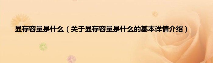 显存容量是什么（关于显存容量是什么的基本详情介绍）
