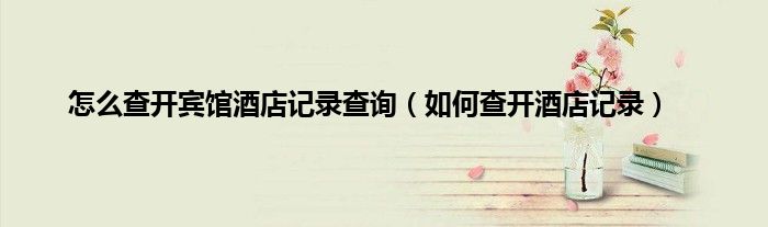 怎么查开宾馆酒店记录查询（如何查开酒店记录）