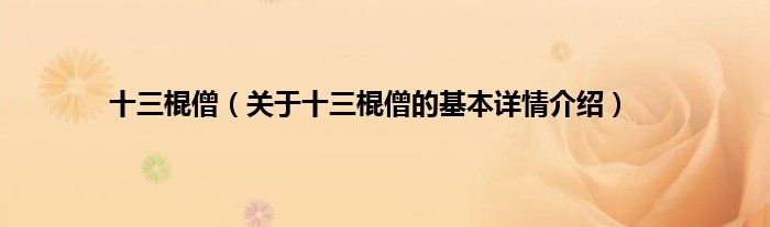 十三棍僧（关于十三棍僧的基本详情介绍）