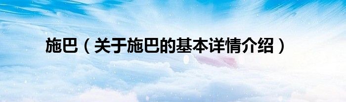 施巴(关于施巴的基本详情介绍)