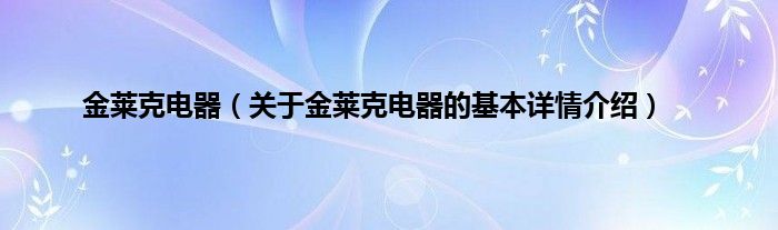 金莱克电器（关于金莱克电器的基本详情介绍）
