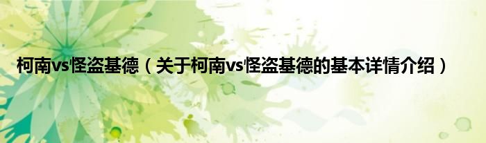 柯南vs怪盗基德（关于柯南vs怪盗基德的基本详情介绍）