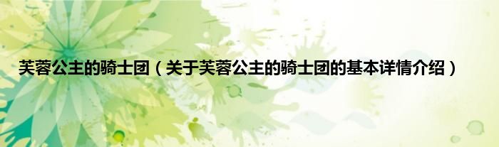 芙蓉公主的骑士团（关于芙蓉公主的骑士团的基本详情介绍）