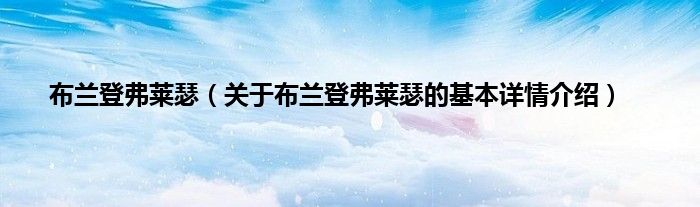 布兰登弗莱瑟(关于布兰登弗莱瑟的基本详情介绍)
