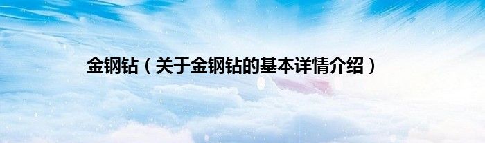 金钢钻(关于金钢钻的基本详情介绍)