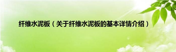 纤维水泥板（关于纤维水泥板的基本详情介绍）