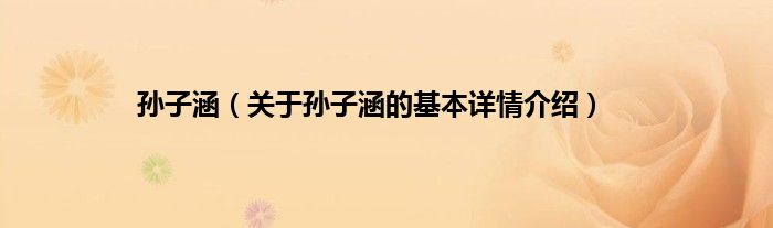 孙子涵（关于孙子涵的基本详情介绍）