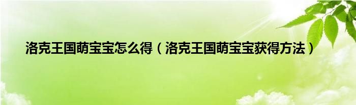 洛克王国萌宝宝怎么得（洛克王国萌宝宝获得方法）
