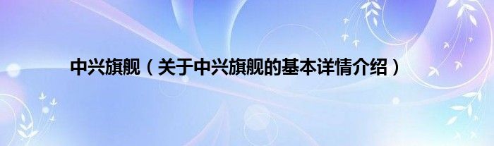 中兴旗舰（关于中兴旗舰的基本详情介绍）