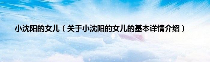 小沈阳的女儿（关于小沈阳的女儿的基本详情介绍）