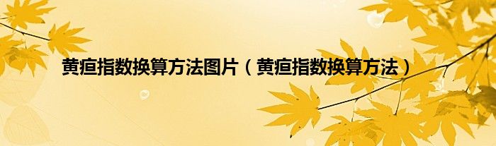 黄疸指数换算方法图片（黄疸指数换算方法）